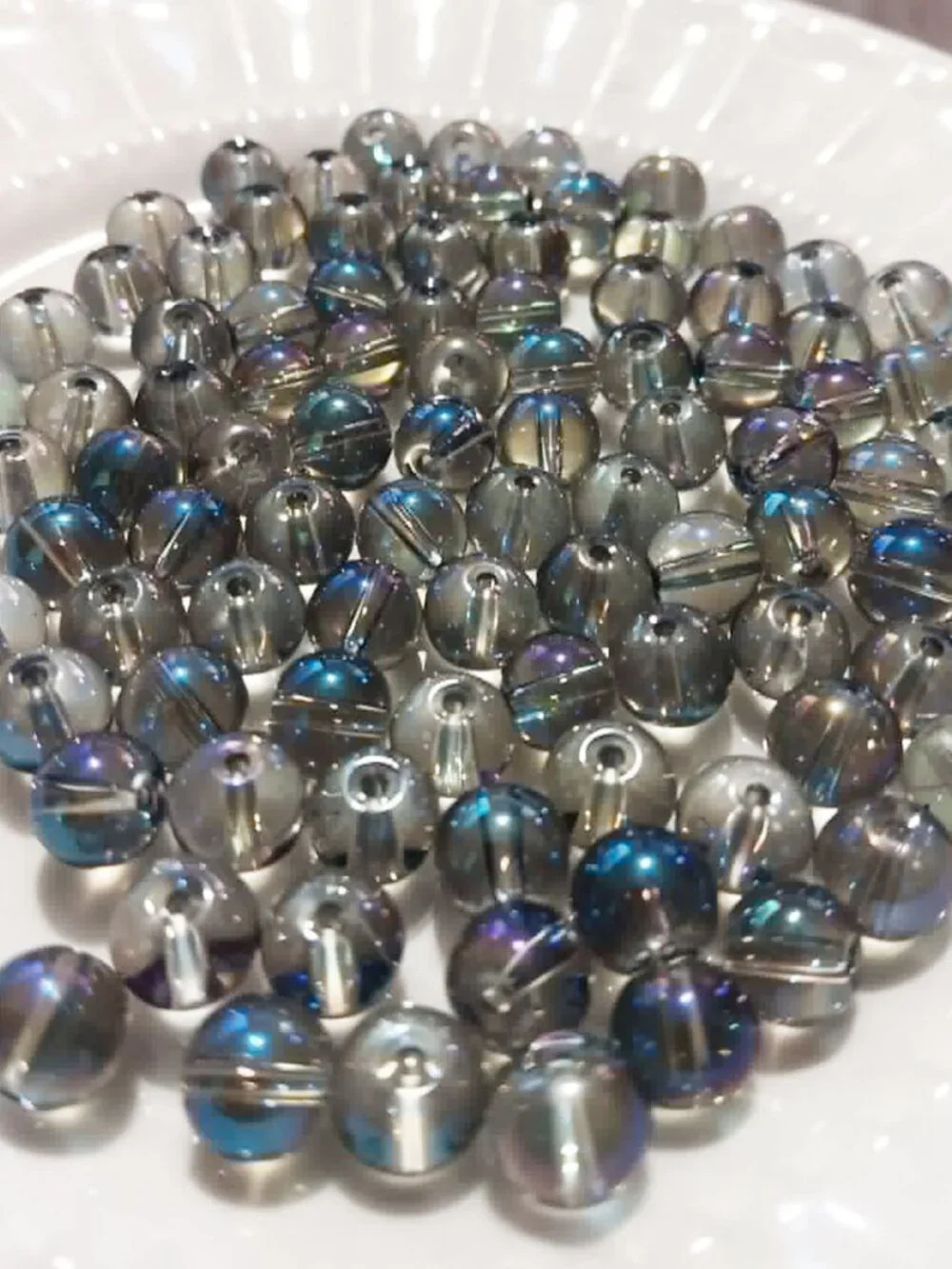 Bulk Lot of 8mm Morning Gray Galaxy Luster Glass Beads
